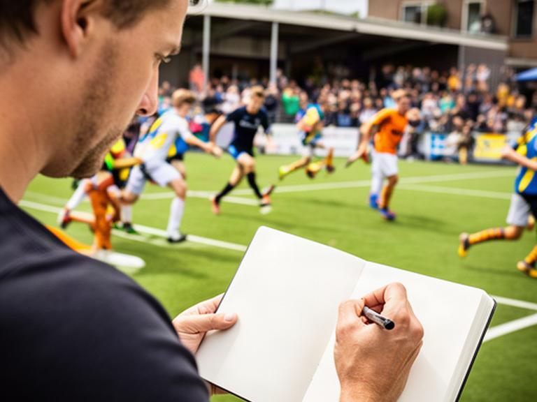 Redacteur maakt aantekeningen tijdens een lokaal sportevenement in Spijkenisse